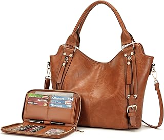 Crossbody Bags for Women Large Hobo Purse PU Leather Shoulder Handbag Ladies Tote Wallet Set 2PCS