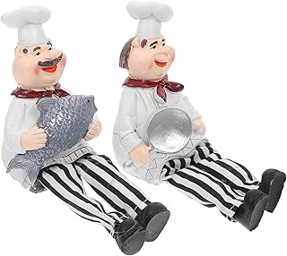 VALICLUD 2pcs Resin Chef Figurine Decorative Ornaments Kitchen Countertop Decor Set Home Kitchen Decor Accessories for Coffee Shop and Indoor Display
