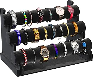 Comelyjewel 3 Tier Velvet Jewelry Organizer Stand for Bracelets, Watches & Necklaces – Space Saving Display Holder for Vanity & Vendor Booths