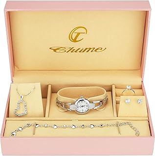 Gift Set Women's Watch Silver- Jewelry set- Necklace-Ring- Earrings