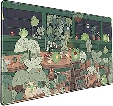 Cute Frog Mouse Pad Desk Pad Kawaii Green Desk Decor Mat, Large Gaming Mouse Pad for Desk Computer Keyboard Laptop, Home Office Accessories for Girl (31.5x15.7 in)-with Stitched Eges Pad