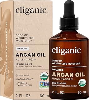 Cliganic Organic Argan Oil, 100% Pure - for Hair, Face & Skin | Cold Pressed Carrier Oil