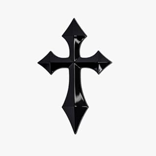 3D Gloss Black Pointed Cross Emblem Badge Decal for Car Truck Motorcycle Rear Trunk Universal Fit Exterior Auto Accessory Adhesive Logo Boyfriend Gift