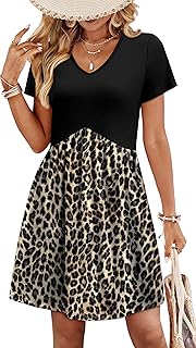 Dresses for Women 2026 Casual Summer V Neck Babydoll Dress Short Sleeve Fashion Beach Vacation Clothes