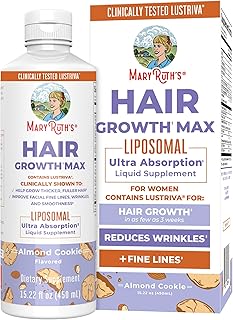 MaryRuth Organics Women's Hair Growth MAX Liposomal | with Lustriva® + Biotin 10000mcg + Pumpkin Seed Oil | Thicker Hair | Hair Care | Wrinkles, Fine Lines, Skin Care | Ages 18+ | 15.22 Fl Oz