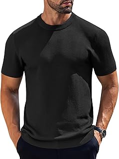 Men's Knit T-Shirts Short Sleeve Crewneck Shirt Casual Textured Pullover Tees