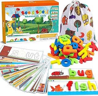 KMUYSL Learning Toys for 3 4 5 6 Years Old Boys and Girls - See & Spell CVC Word Builders with Alphabet Cards for Kids, Preschool Learning Activities Toys, Idea Birthday Gifts for Age 3-5 4-6 Kids