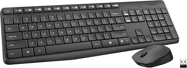 Logitech MK235 Wireless Keyboard and Mouse Combo for Windows, 2.4 GHz Wireless Unifying USB Receiver, 15 FN Keys, Long Battery Life, Compatible with PC, Laptop