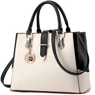Women Handbag and Purse Stitching Shoulder Top-handle Bag Tote with Heart-shaped Pendant
