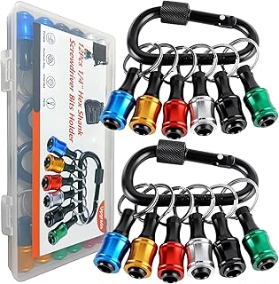 12PCS Bit Holders 1/4 Socket, Hex Shank Screwdriver Bit Holder for Impact Driver Drill Bit Keychain Extension Bar Quick Release Easy Change, Screwdriver Bit Holders for Tools & Home Improvement Gift