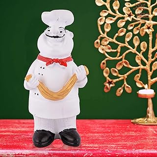 RIVORAH MART Resin Cute Chef Showpiece Miniature Statue for Kitchen Decoration Figurine for Home Decor, Dining Room, Living Room, Bedroom, Office, Gift (White)