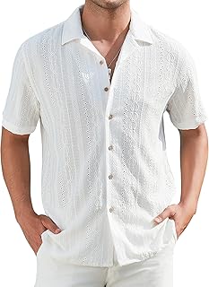 Mens Casual Button Down Shirts Short Sleeve Fashion Vacation Beach Shirts
