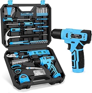139-Piece Tool Set - Tool Kit with 8V Cordless Drill Driver in ToolBox Storage Case, General Household Drill Set for Home Repairs, Handyman, DIY Projects